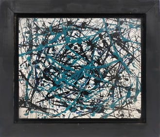 Jackson Pollock American Oil on Canvas Painting In The Style of. Rothko, Kline, & Pollock Era