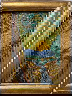 Vincent Van Gogh Dutch 1853-1890 Oil on Canvas painting in the style of. Gaugin, Monet, Degas Period: Title: Landschap Technique: Oil on canvas Measures: 15 x 11 in Year: Undated Condition: Good Provenance: Private collection Visual Description: This vivid landscape painting captures a radiant sunset