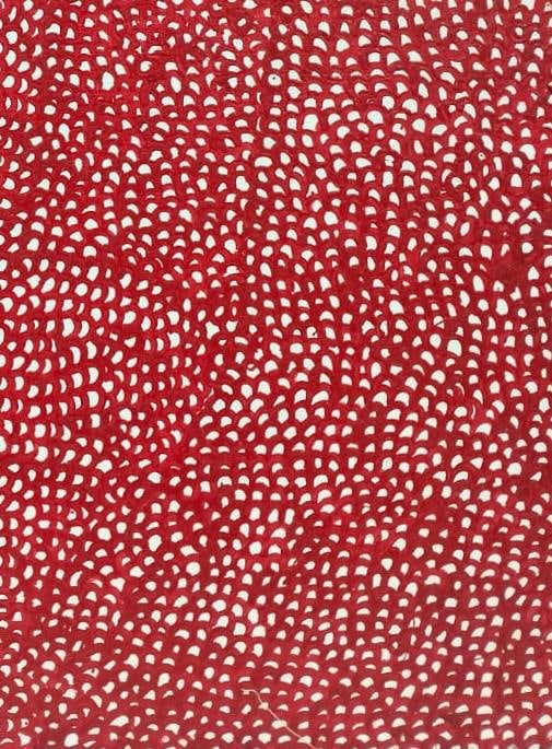 Yayoi Kusama (B.1929), In the Style of. Andy Warhol and Haring Pop Art Era. Oil on Canvas: Title: Infinity Nets Technique: Oil on canvas Measures: 31 ½ x 23 ½ in. Year: 2001 Condition: Good Provenance: Private collection Visual Description: This captivating oil painting featur