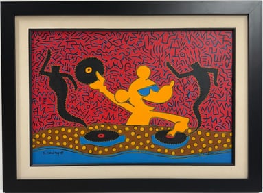 Keith Haring American 1958 - 1990 Acrylic/Canvas In The Style of. Warhol & Haring Pop Art Period.