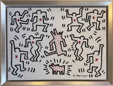Keith Haring American 1958 - 1990 Acrylic/Canvas In The Style of. Warhol & Haring Pop Art Period.