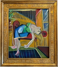 Pablo Picasso Spanish Oil on Canvas painting in the style of. Dali, Chagall & Picasso Era