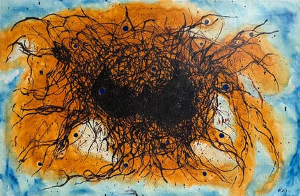 Otto Wols German Oil On Canvas Painting in the style of. Pollock & O'Keeffe. Abstract Era