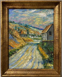Claude Monet French 1840 - 1926 Oil on Canvas In the Style of. Renoir & Manet Impressionist Era.: Title: Untitle Technique: Oil on canvas Measures: 13 x 11 in Year: Undated Condition: Good Provenance: Private collection Visual Description: This impressionistic painting captures a sunlit country pa