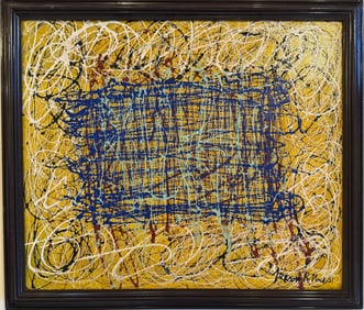 Jackson Pollock American Oil on Canvas Painting In The Style of. Rothko, Kline, & Pollock Era