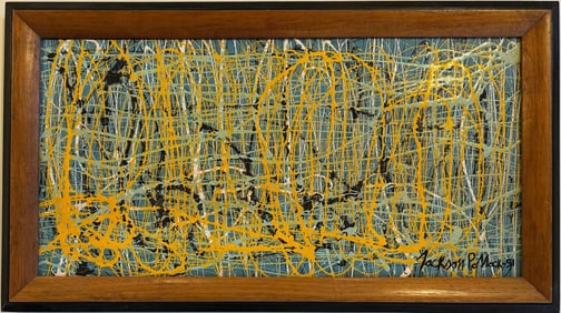 Jackson Pollock American Oil on Canvas Painting In The Style of. Rothko, Kline, & Pollock Era