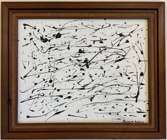 Jackson Pollock American Oil on Canvas Painting In The Style of. Rothko, Kline, & Pollock Era