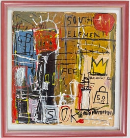 Jean Michel Basquiat Abstract In The Style of. Neo Expressionism & Modern Era Mixed Media/Paper.