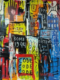 Jean Michel Basquiat Abstract In The Style of. Neo Expressionism & Modern Era Mixed Media/Canvas.