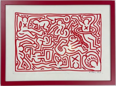 Keith haring American 1958 - 1990 Felt Pen on Paper In The Style of. Warhol and Haring Pop Art Era.