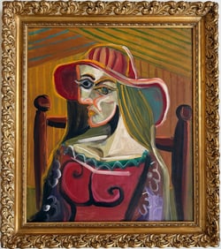Pablo Picasso Spanish Oil on Canvas In The Style Of. Dali, Magritte, Chagall & Picasso Era