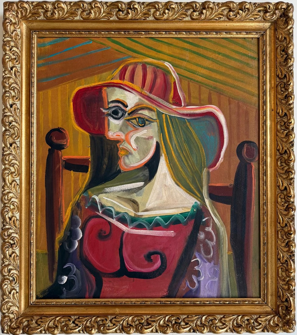 Pablo Picasso Spanish Oil on Canvas In The Style Of. Dali, Magritte, Chagall & Picasso Era