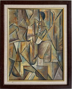 Pablo Picasso Spanish Gouache on Paper In The Style Of. Dali, Magritte, Chagall & Picasso Era: Title: Untitle Technique: Gouache on paper Measures: 17 x 14 in Year: Undated Condition: Good Provenance: Private collection Visual Description:This Cubist composition is a dynamic arrangement of inte