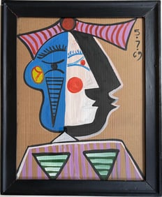 Pablo Picasso Spanish Oil/Cardboard In The Style Of. Dali, Magritte, Chagall & Picasso Era