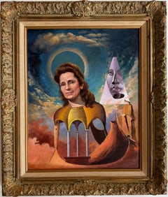 Salvador Dali Spanish 1904 - 1989 Oil on Canvas Painting in the style of. Magritte & Dali Surrealism