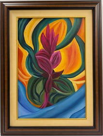 Georgia O'Keeffe American Oil On Canvas Painting in the style of. Pollock & O'Keeffe. Abstract Era