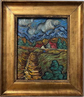 Vincent Van Gogh Dutch 1853-1890 Oil on Canvas painting in the style of. Gaugin, Monet, Degas Period: Title: Untitle Technique: Oil on canvas Measures: 16 x 14 in Year: Undated Condition: Good Provenance: Private collection Visual Description:Rendered in thick, energetic brushstrokes, this painting ca