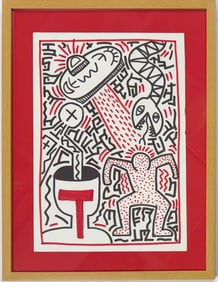 Keith Haring American 1958 - 1990 Felt Pen on Paper In The Style of. Warhol and Haring Pop Art Era.