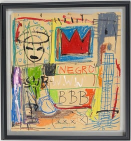 Jean Michel Basquiat Abstract In The Style of. Neo Expressionism & Modern Era Mixed Media/Paper.