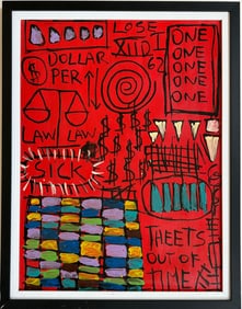 Jean Michel Basquiat Abstract In The Style of. Neo Expressionism & Modern Era Mixed Media/Canvas.