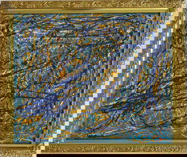 Jackson Pollock American Oil on Canvas Painting In The Style of. Rothko, Kline, & Pollock Era: Title: Untitle Technique: Oil on canvas Measures: 20 x 24 in Year: Undated Condition: Good Provenance: Private collection Visual Description:This energetic abstract composition explodes with movement