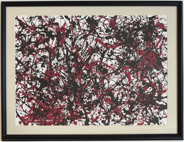 Jackson Pollock American Oil on Paper Painting In The Style of. Rothko, Kline, & Pollock Era
