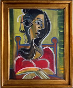 Pablo Picasso Spanish 1881-1973 Oil on Canvas In The Style Of. Dali, Magritte, Chagall & Picasso Era