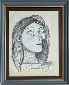 Pablo Picasso Spanish Crayon on Paper In The Style Of. Dali, Magritte, Chagall & Picasso Era