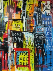 Jean Michel Basquiat Abstract In The Style of. Neo Expressionism & Modern Era Mixed Media/Canvas.