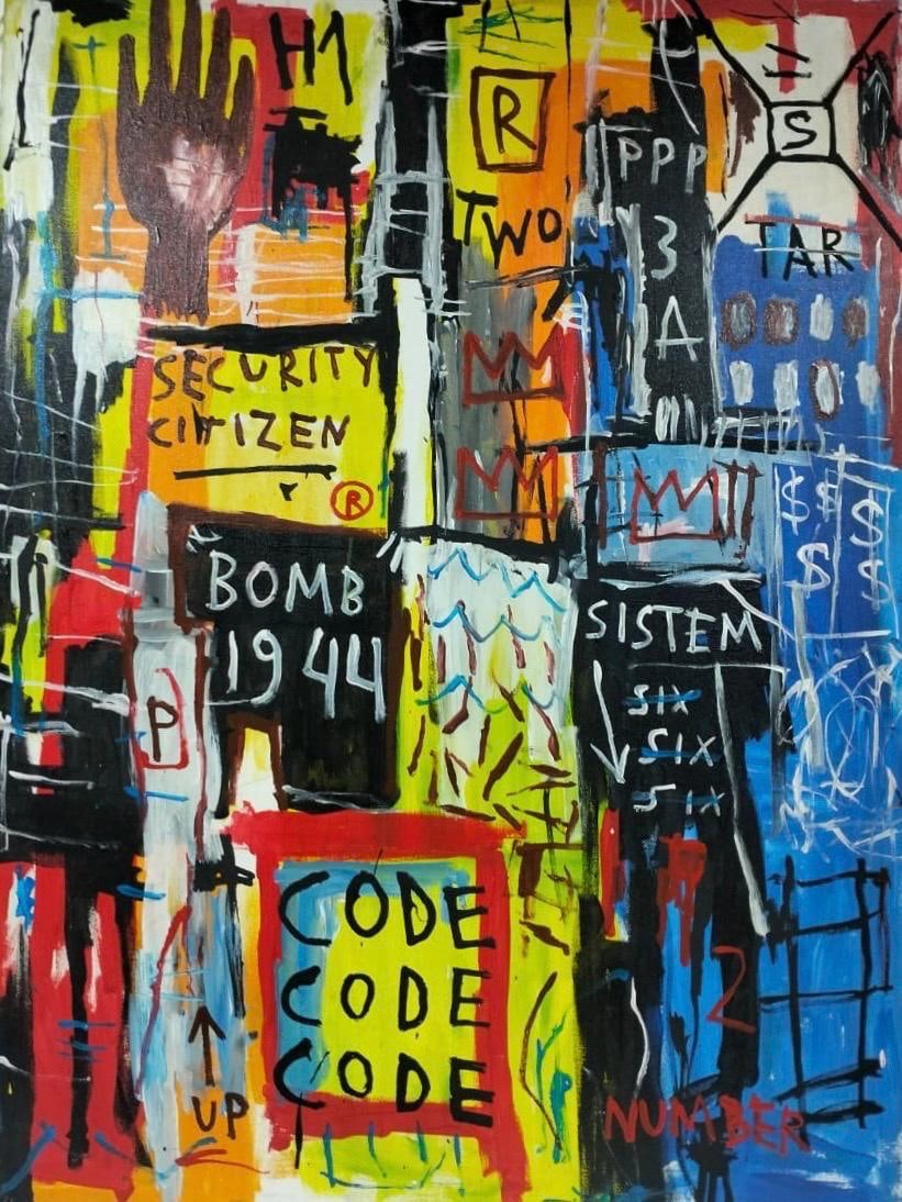 Jean Michel Basquiat Abstract In The Style of. Neo Expressionism & Modern Era Mixed Media/Canvas. (1 of 7)