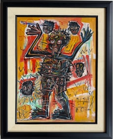 Jean Michel Basquiat Abstract In The Style of. Neo Expressionism & Modern Era Mixed Media/Canvas.