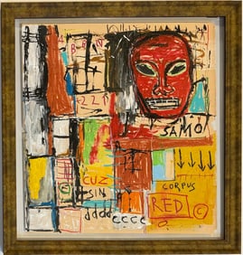 Jean Michel Basquiat Abstract In The Style of. Neo Expressionism & Modern Era Mixed Media/Paper.