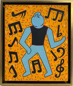 Keith Haring American 1958 - 1990 Acrylic/Canvas In The Style of. Warhol & Haring Pop Art Period.