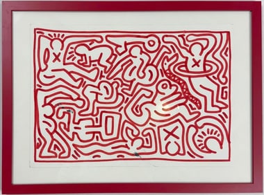 Keith Haring American 1958 - 1990 Felt Pen on Paper In The Style of. Warhol and Haring Pop Art Era.