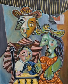 Pablo Picasso Spanish 1881-1973 Oil on Canvas in the style of . Dali,Magritte,Chagall & Picasso Era