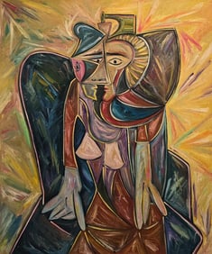 Pablo Picasso Spanish 1881-1973 Oil on Canvas in the style of . Dali,Magritte,Chagall & Picasso Era