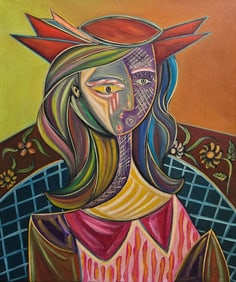 Pablo Picasso Spanish 1881-1973 Oil on Canvas in the style of.Dali,Magritte,Chagall & Picasso Era