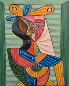 Pablo Picasso Spanish 1881-1973 Oil on Canvas in the style of . Dali,Magritte,Chagall & Picasso Era