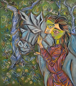 Pablo Picasso Spanish 1881-1973 Oil on canvas in the style of . Dali,Chagall & Picasso Era
