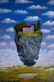 Rene Magritte Belgian 1898 - 1967 Untitled Oil on Canvas Painting in The Style of. Dali, Picasso Era