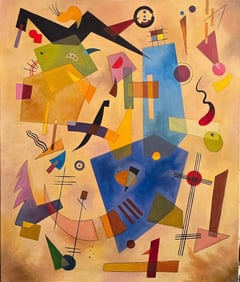 Wassily Kandinsky 1866 - 1944 Oil on Canvas Painting in the style of. Mondrian, Malevich Era