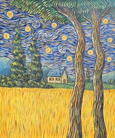 Vincent Van Gogh Dutch 1853-1890 Oil on Canvas painting in the style of. Gaugin, Monet, Degas Period