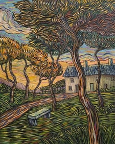 Vincent Van Gogh Dutch 1853-1890 Oil on Canvas painting in the style of. Gaugin, Monet, Degas Period