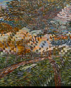Vincent Van Gogh Dutch 1853-1890 Oil on Canvas painting in the style of. Gaugin, Monet, Degas Period: Title suggestion: Breeze at Dusk Technique: Oil on canvas Measures: 20 x 16 in Year: Undated Condition: Good Provenance: Private collection, France. Acquired by Bernand Solomon and passed down by desc