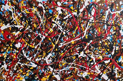 Jackson Pollock American Oil on canvas Painting In The Style of. Rothko, Kline, & Pollock Era