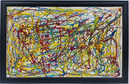 Jackson Pollock American Oil on canvas Painting In The Style of. Rothko, Kline, & Pollock Era