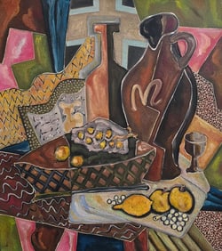 Georges Braque French 1882-1963 Oil on Canvas Painting in the style of. Modernist/Cubist Era