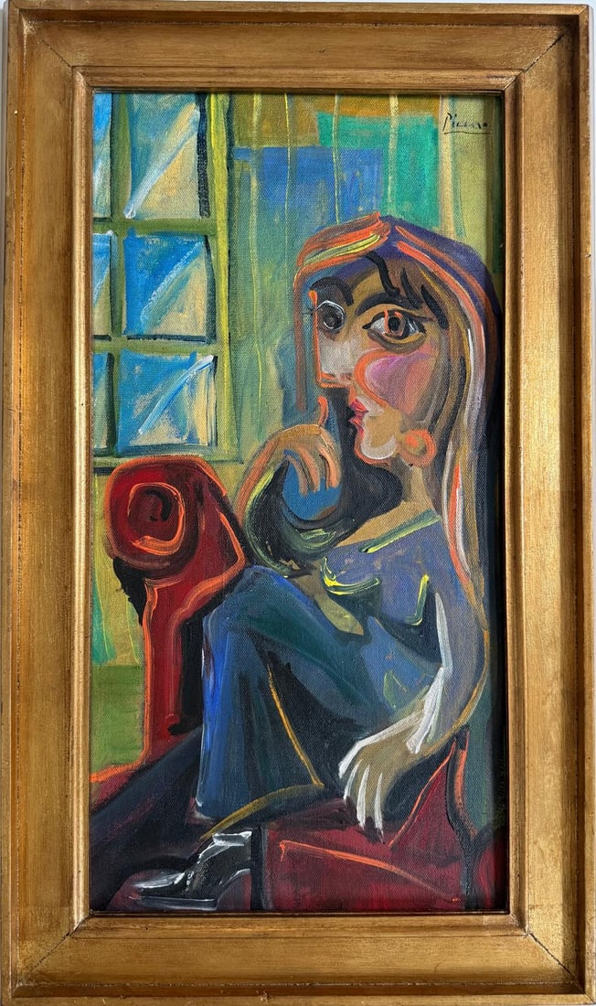 Pablo Picasso Spanish 1881-1973 Oil on Canvas in the style of  . Dali,Magritte,Chagall & Picasso Era (1 of 9)