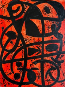 Joan Miro Spanish 1893 - 1983 Oil on Canvas in the style of. Dali, Picasso, Magritte, Chagall Era
