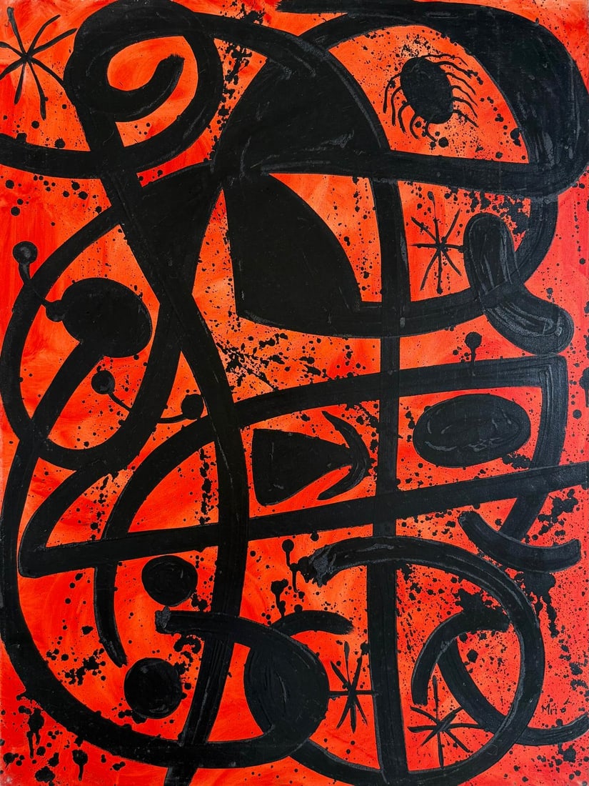 Joan Miro Spanish 1893 - 1983 Oil on Canvas in the style of. Dali, Picasso, Magritte, Chagall Era (1 of 9)